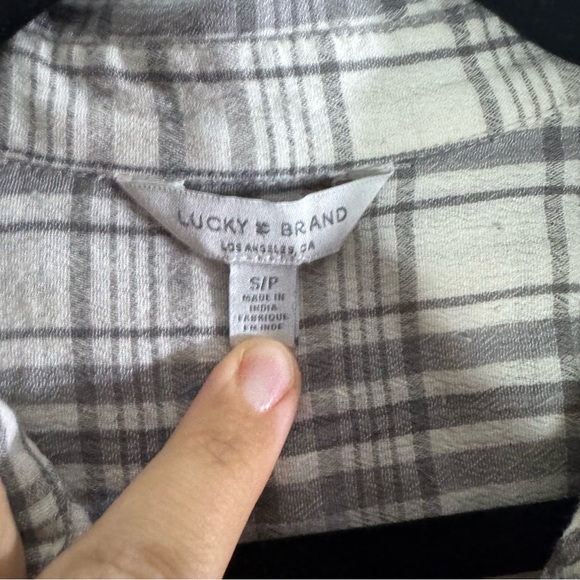 🤍 Lucky Brand Grey Plaid Button Front Shirt, Women’s Small, Cotton Blend - Picture 2 of 8